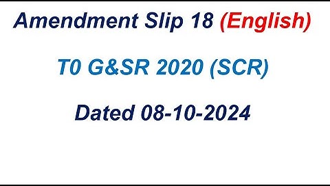 Amendment Slip 18 in English to G&SR 2020