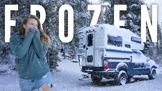 BURIED in a Snowstorm | OffGrid Truck Camping