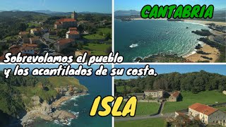 Sobrevolamos ISLA, sus monumentos, sus playas y los acantilados de su costa. COSTA DE CANTABRIA.