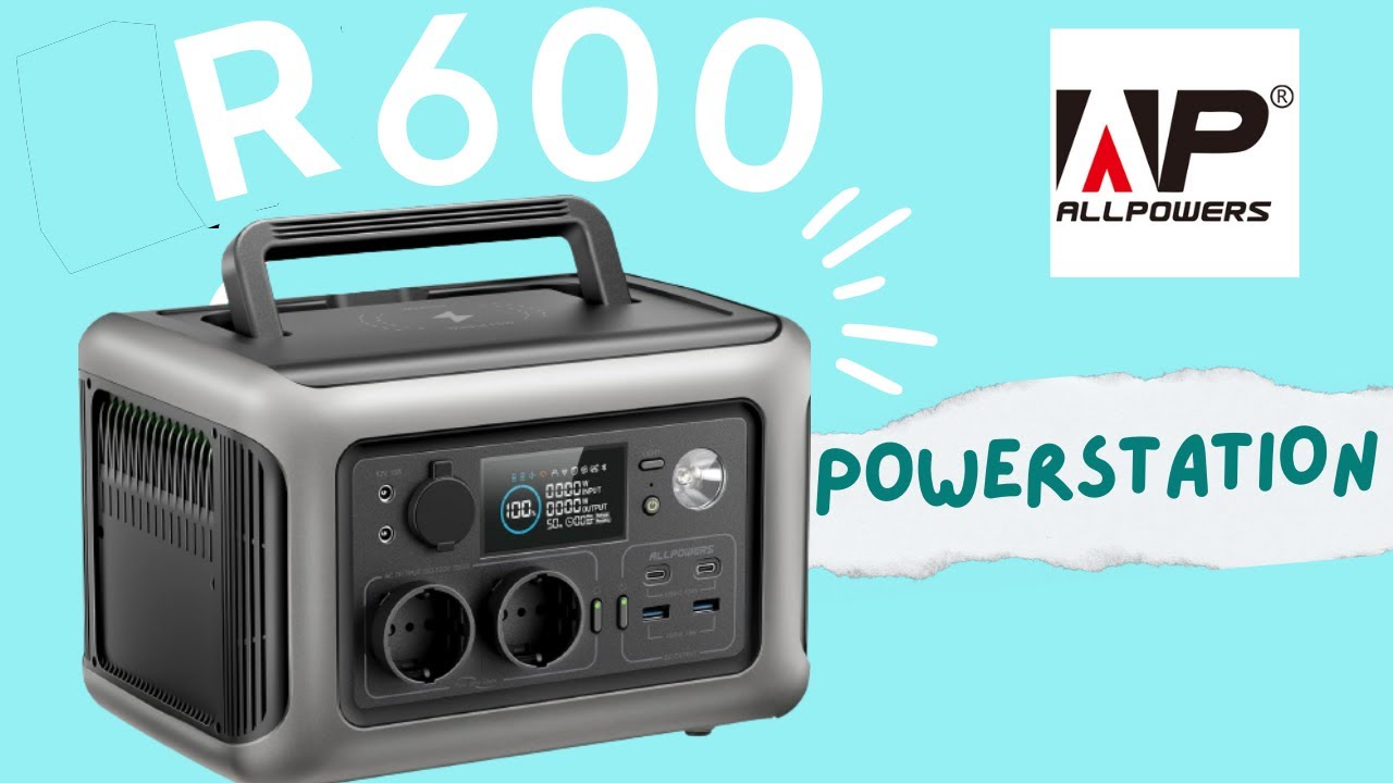 Centrale électrique ALLPOWERS R600 + Panneau Solaire 200W – 299Wh, LiFePO4, Sortie 600W, Camping