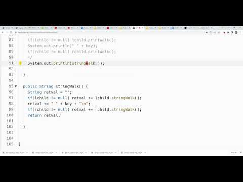 Binary search tree part 20: Generate a sorted arraylist representation of a binary search tree.