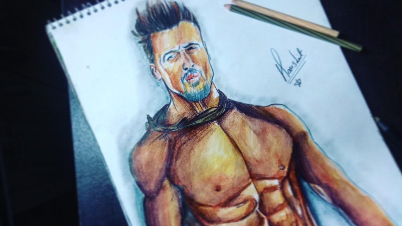 Drawing Tiger shroff showing his biceps - YouTube