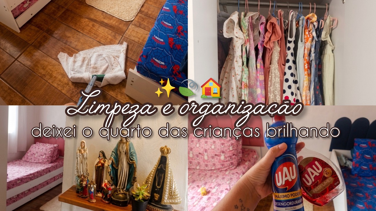 ROTINA REAL: Limpeza de milhões no quarto das crianças (Dicas de organização) ✨🍃🏠