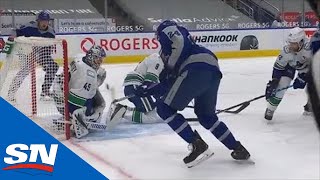 Wayne Simmonds Rips The Puck Top Shelf From The Goal Line Past Braden Holtby