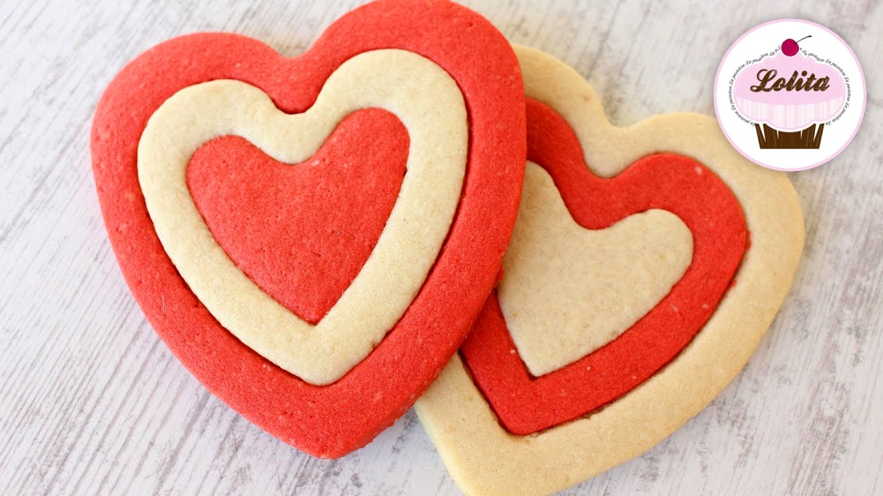 Receta de galletas de mantequilla con  almendra | Galletas bicolor con forma de corazón
