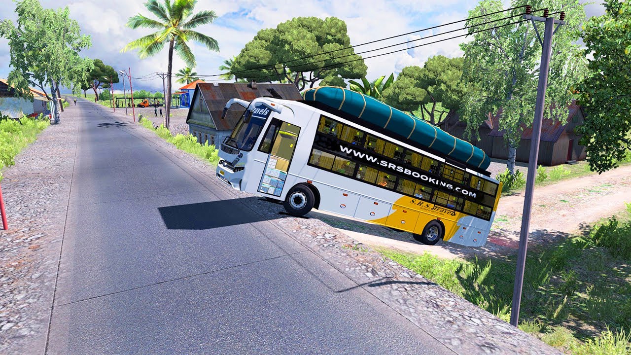 Prakash Vega Bus Driving on Village Road | SRS Non Ac Sleeper Bus | Indian Bus Mod ETS2