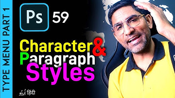 Type Menu in Photoshop Part-1 | Character Style, Paragraph Style & Glyphs Panel | Class 59