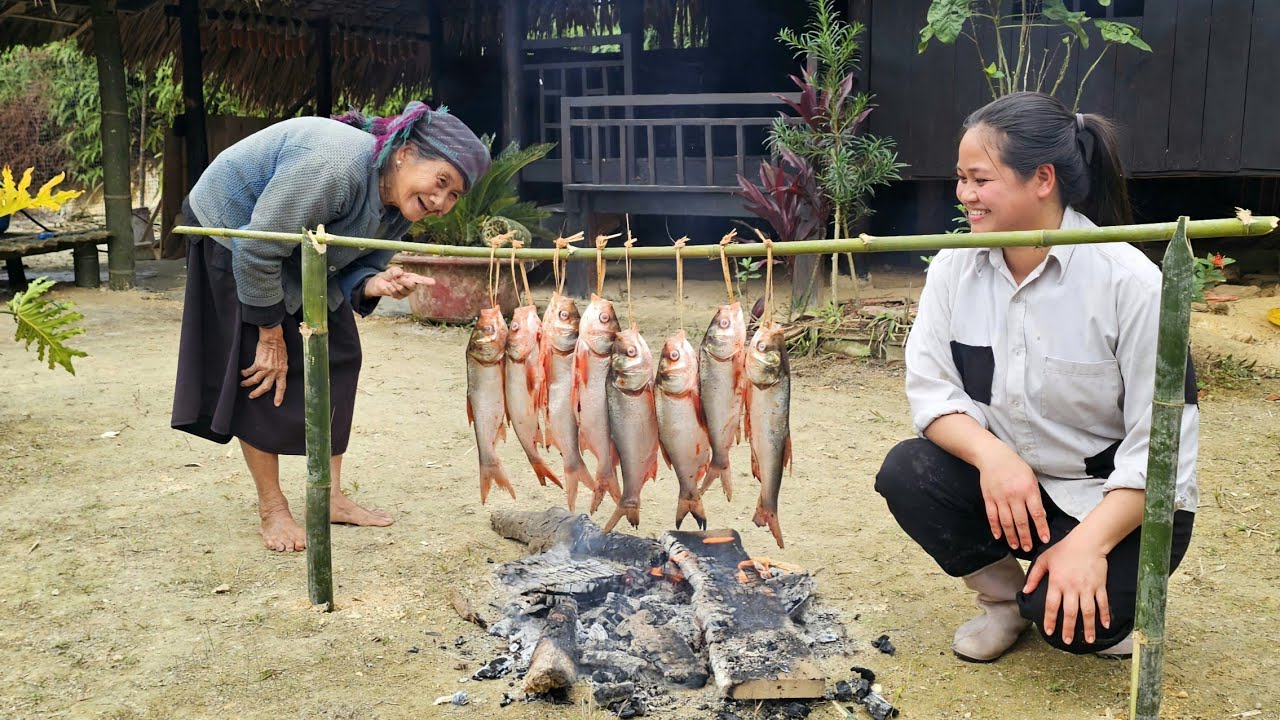 The old woman eagerly awaited the smoked fish prepared by the homeless girl.