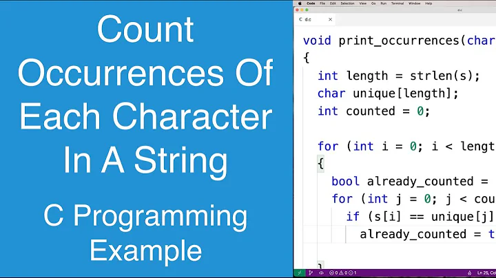 Count Occurrences Of Each Character In A String | C Programming Example