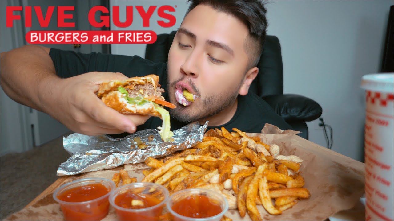 FIVE GUYS MUKBANG (sloppy eating)