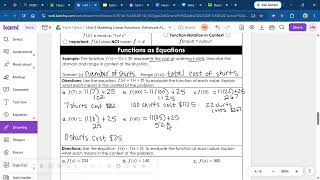 Lesson 2.2 - Using function notation given graphs, equations, and tables