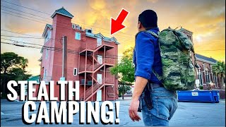 Stealth Camping Alone 4 Stories High!  Urban Survival