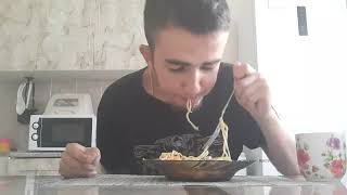Мукбанг Курица запечённая в сыре с лапшой  лимонад  холодный  Инвалид ♿
