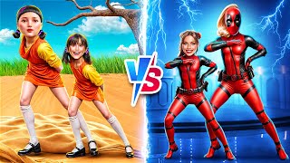 Deadpool kontra lalka ze Squid Game! Wyzwanie Superbohaterów w prawdziwym życiu! screenshot 5