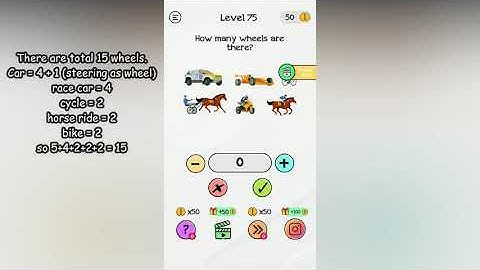 Braindom Level 75 How many wheels are there?