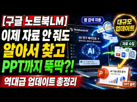 [구글 노트북LM] 이제 자료 안 줘도 알아서 찾고 PPT까지 뚝딱?! 역대급 업데이트 총정리
