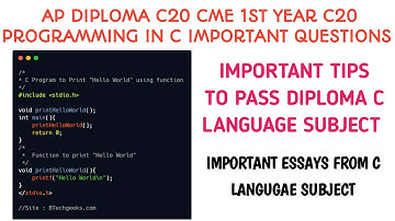 AP DIPLOMA C20 CME PROGRAMMING IN C IMPORTANT QUESTIONS| TIPS TO PASS DIPLOMAC LANGUAGE SUBJECT|