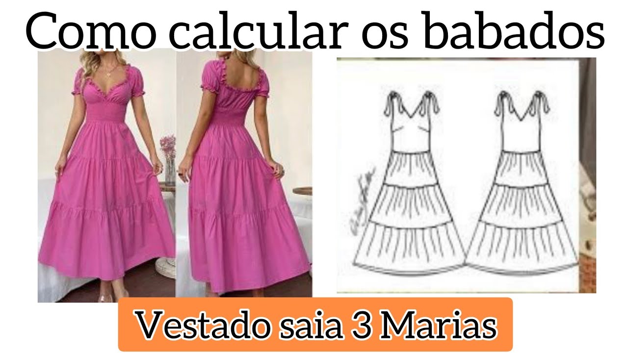 VESTIDO SAIA TRES MARIAS. Como calcular os babados