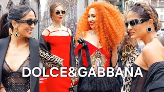 The Best Dolce&Gabbana 2024 Street Style Womenswear And Guests Outfits. Milan Fashion Week FW24.