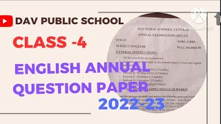 DAV CLASS 4 ENGLISH ANNUAL QUESTION PAPER 2022-23