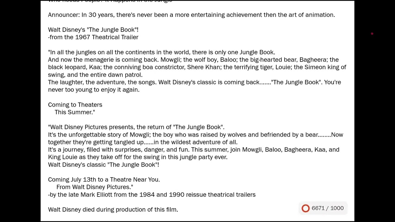 Walt Disney's jungle musical classic The Jungle Book (1967) - Movie Review 