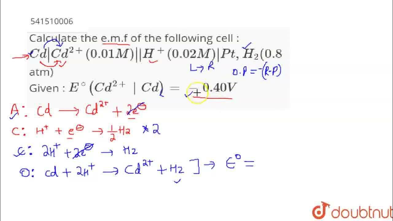 Calculate the e.m.f of the following cell CdCd^(2+) (0.01 M) H