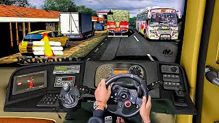 Bus driver narrowly Close call with a truck eurotruck simulator 2 steering wheel gameplay|bus game screenshot 4