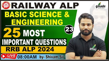 RRB ALP & Tech Physics🤩25 Most Important PYQ | #23 | Basic Science Eng.| By Shivam Sir #alp  #gmade