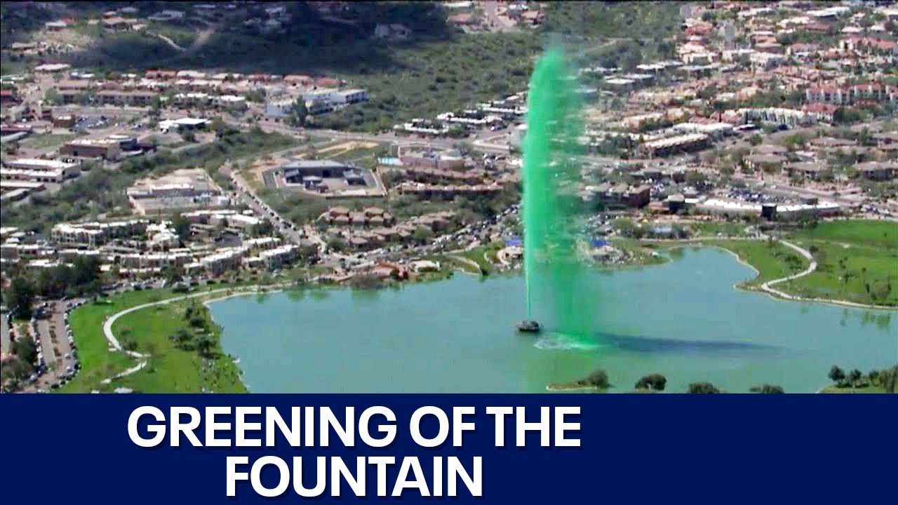 Fountain Hills fountain turns green for St. Patrick's Day 🍀 YouTube