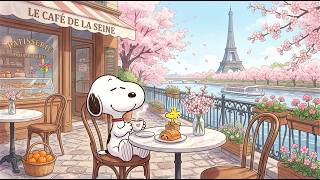 Cozy Spring in Paris with Snoopy πΈ Warm Jazz for Peaceful Morning & Sweet Coffee Moments β