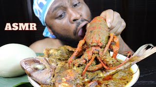 Mukbang Asmr Crab,Lobster Seafood Palmnut Soup,Tai Fish,Shrimps,Snails \& Pounded Yam. This is Banga!