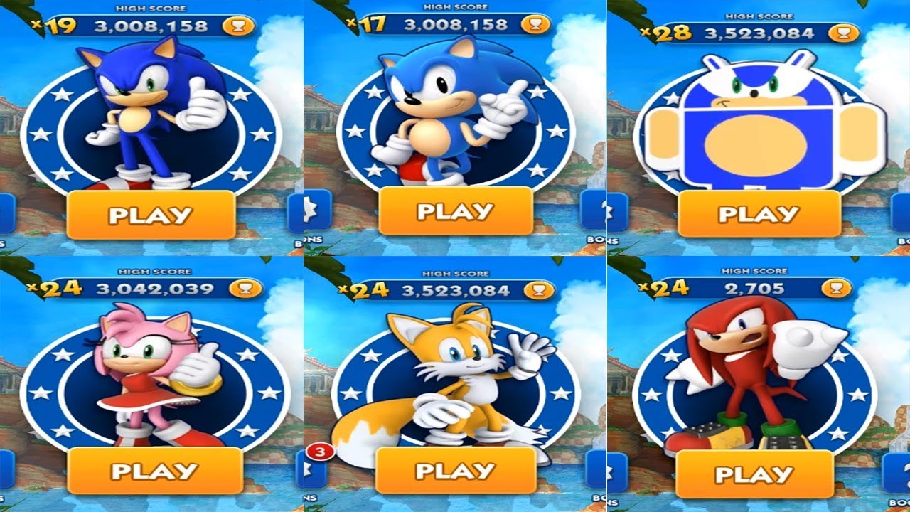 SONIC DASH - SONIC VS CLASSIC SONIC VS ANDRONIC VS AMY VS TAILS VS KNUCKLES