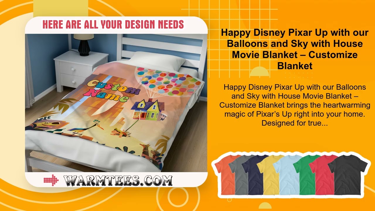 Happy Disney Pixar Up with our Balloons and Sky with House Movie Blanket – Customize Blanket