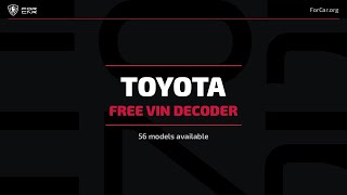 TOYOTA VIN Decoder — Free VIN Check & Lookup | ForCar.org