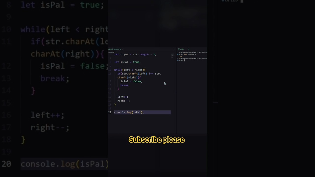 Palindrome Without Reverse the String Using JavaScript 🤫🤫 