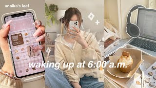 waking up at 6:00AM ⛅️ VERY productive days in my life, cute cafes, simple hairstyles, living alone🥯