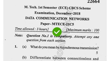 2018 Mdu MTech 1st Sem Data Communication Networks Question Paper #MduQuestionPaper