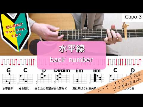 【ギターコードとストローク】水平線／back number【アコギの弾き方】
