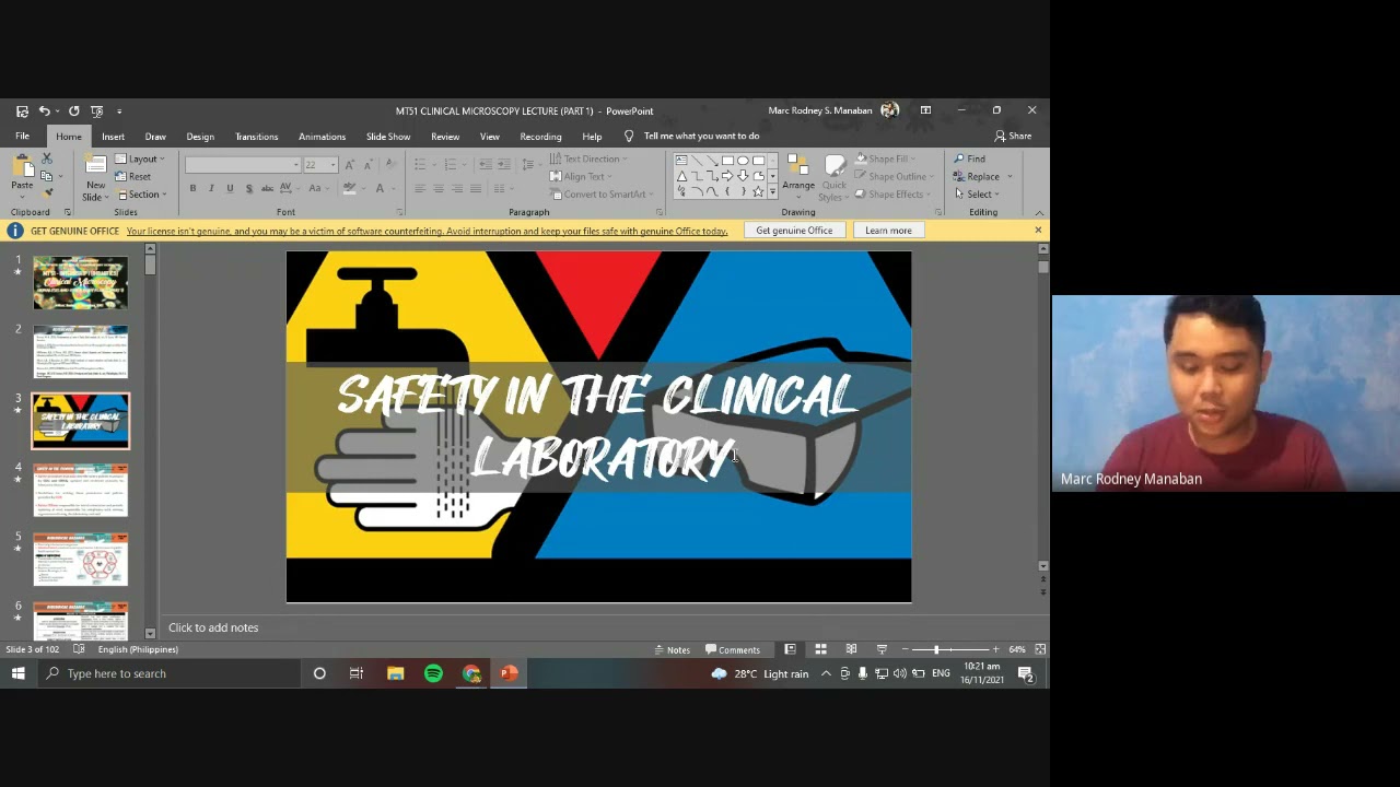 MT 51: Didactics | Clinical Microscopy Review (Laboratory Safety, QA, Microscope)