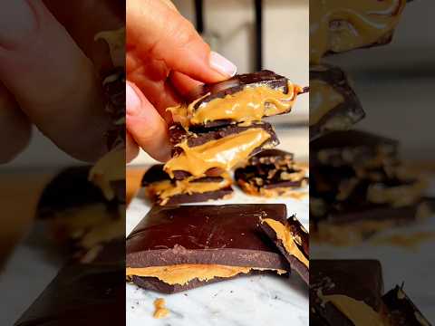 CHOCOLATE casero RELLENO con pasta de MANÍ!🥜 #chocolate #sinazucar #recetasfaciles #peanutbutter