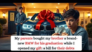 My parents bought my brother a brand-new BMW for his graduation while I opened my gift: a bill for