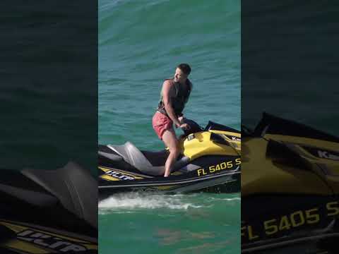 He seemed confused as to why they are playing music as a background to his broken jetski