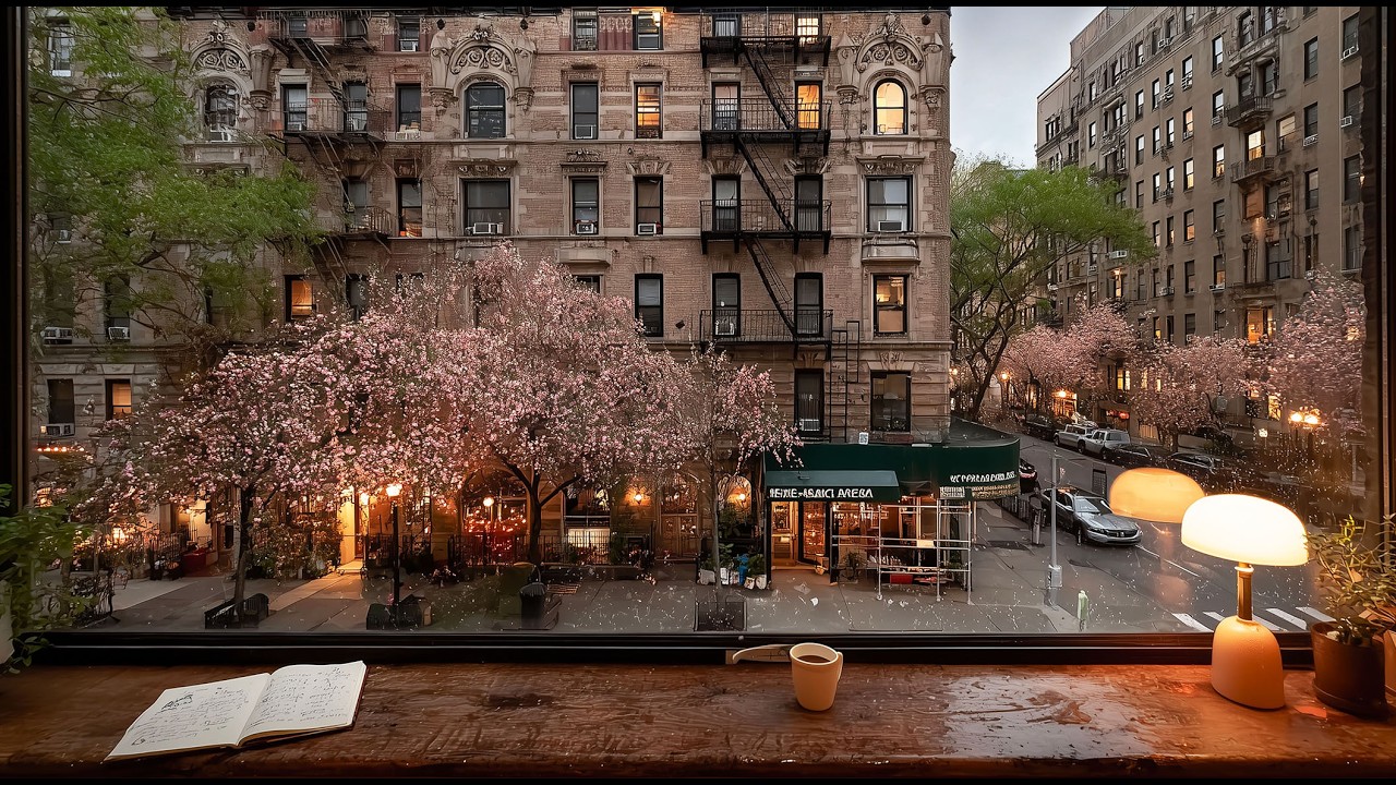 Spring Evening in NYC 🌸 Upper West Side Window View | 4 Hours Deep Focus