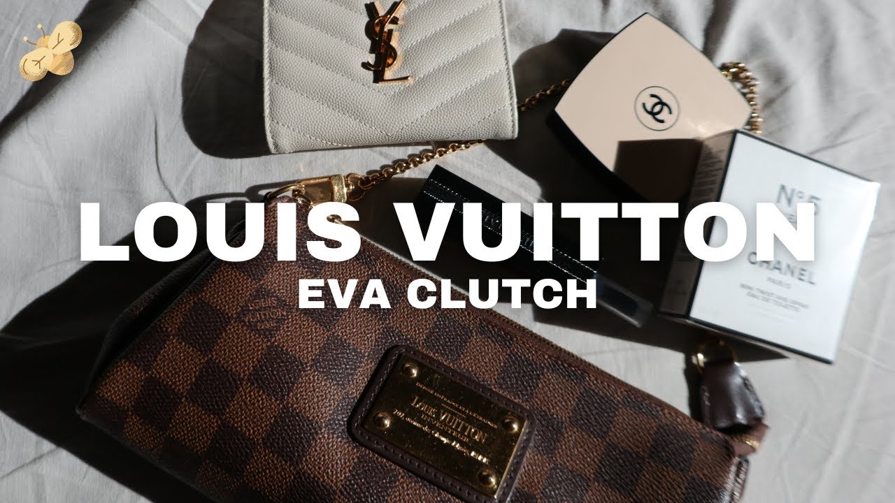 LOUIS VUITTON EVA CLUTCH ♡ review, what's in my evening bag *love