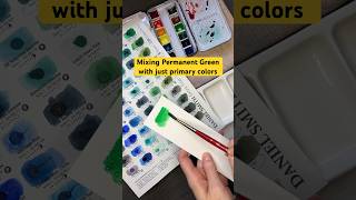 Mixing Daniel Smith Permanent Green from just primary colors #watercolor #colormixing