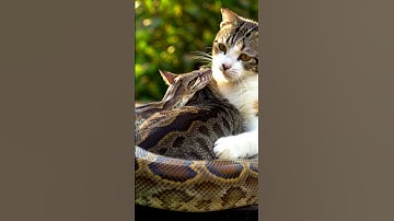 Cat wrapped around python, another cat tries to save the wrapped cat Abundance Meditation, Wealth.