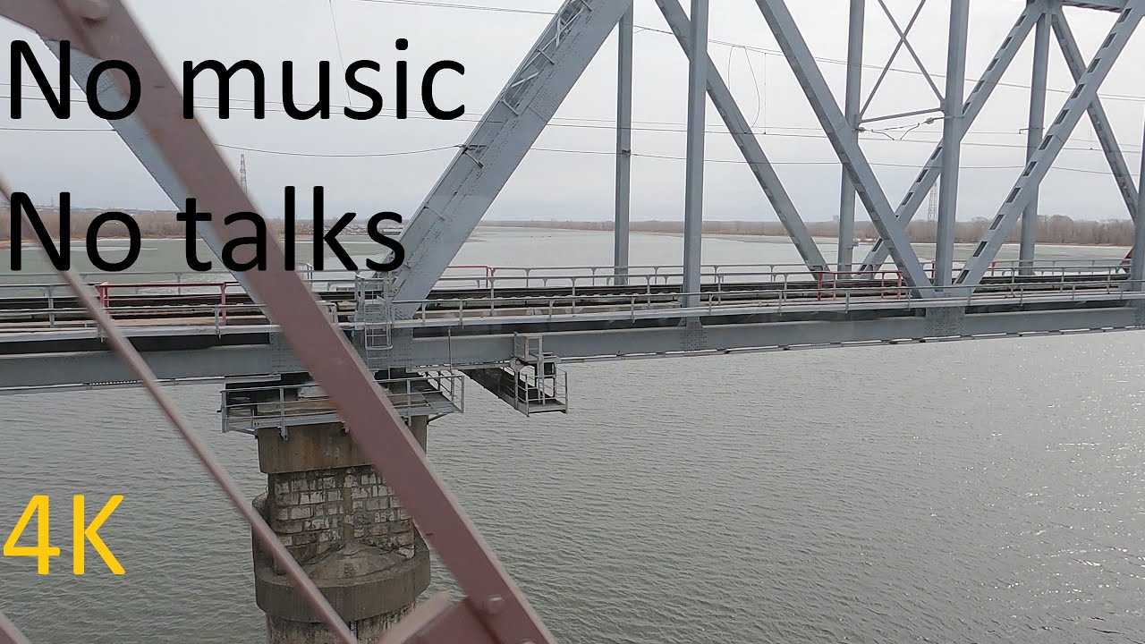 Вид из окна поезда на участке Самара - Новокуйбышевск в 4K. Расслабляющий звук поезда и стук колёс.