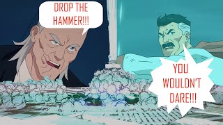 Omni-man VS  Satellite's Laser Beam (The Hammer) | Invisible S1E7