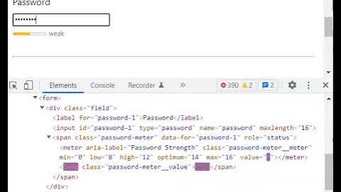 Demo on ARIA role status for a password strength meter (Screen reader: NVDA)