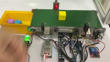 AT800 ชุดเรียนรู้+ชุดทดลองตรวจจับชิ้นงานเพื่อควบคุมการขับเคลื่อนสายพานลำเลียง AutomationLaser Sensor